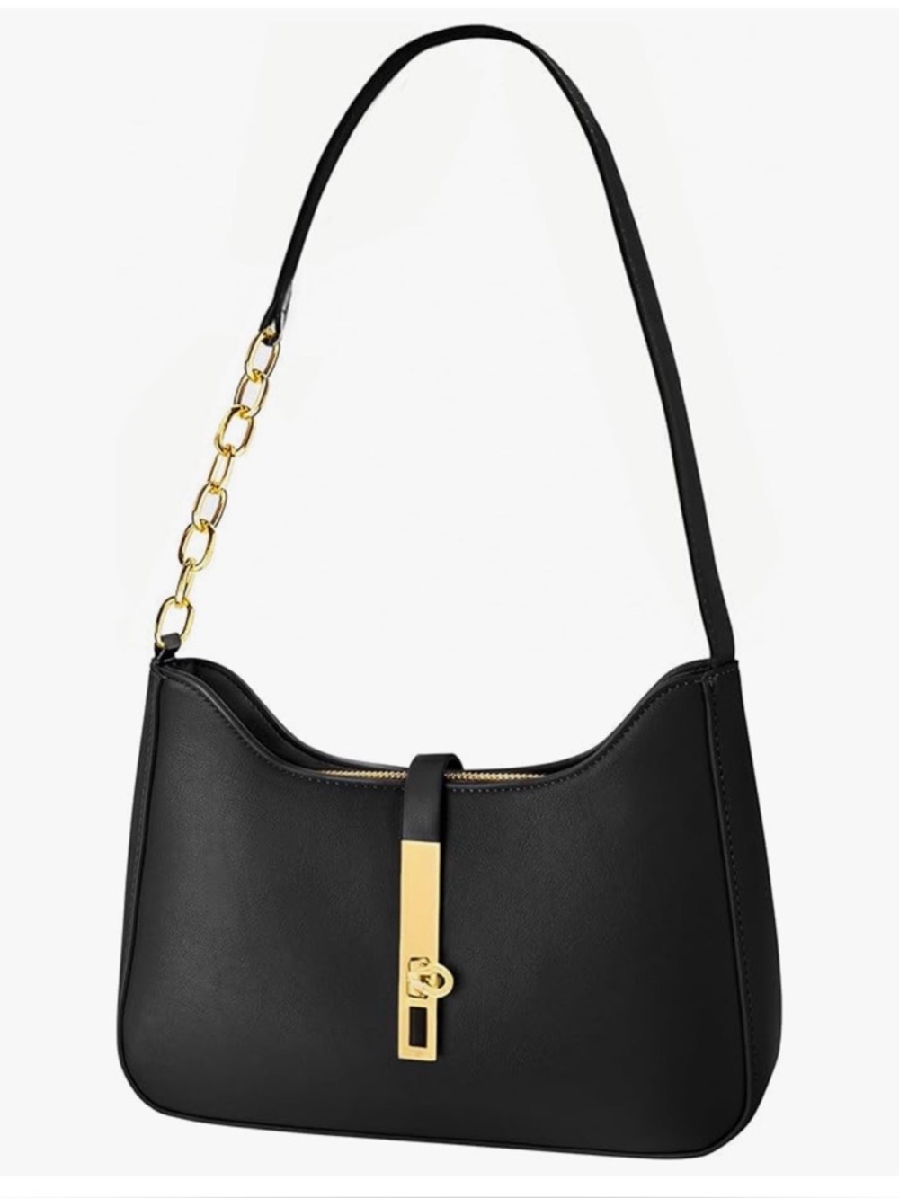 Classic Black Shoulder Bag with Gold-Tone hardware